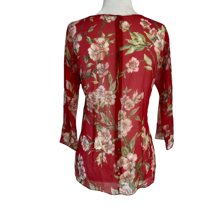 Red Silk Top - M