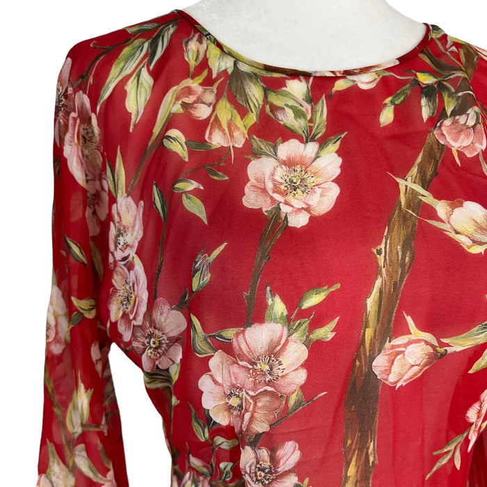 Red Silk Top - M