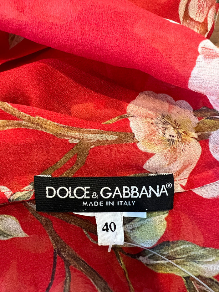 Red Silk Top - M
