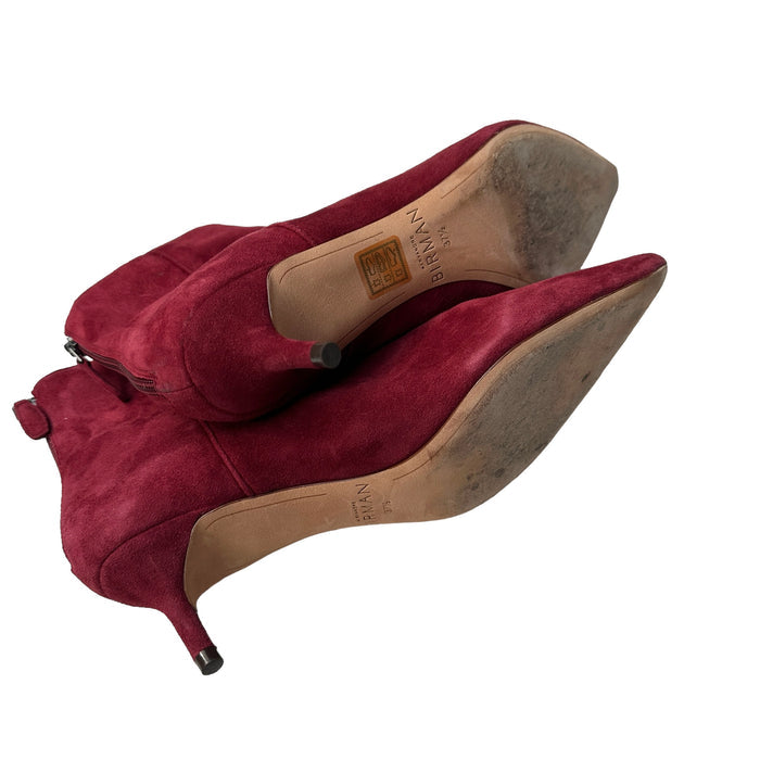 Red Suede Kitten Heels Boots - 7.5