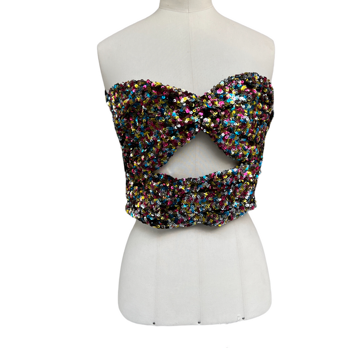 Sequins Cropped Bustier - S
