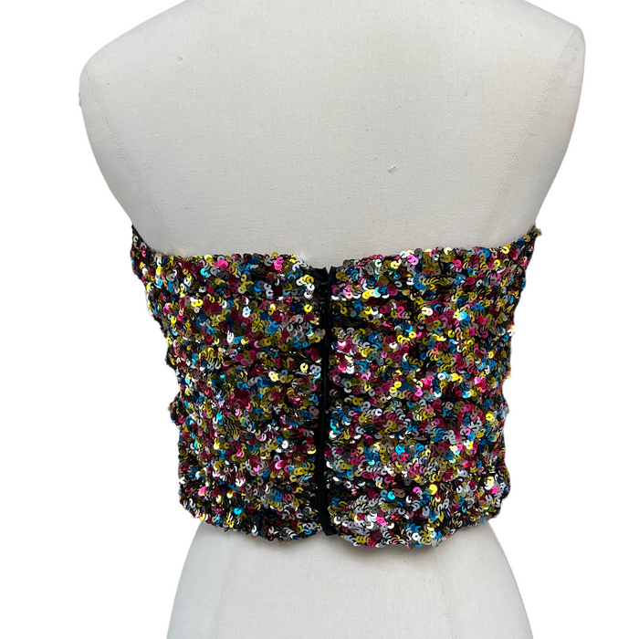 Sequins Cropped Bustier - S