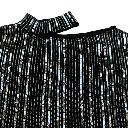 Sequins Cut Out Sweater - S