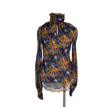 Silk Flower Print Blouse - 2