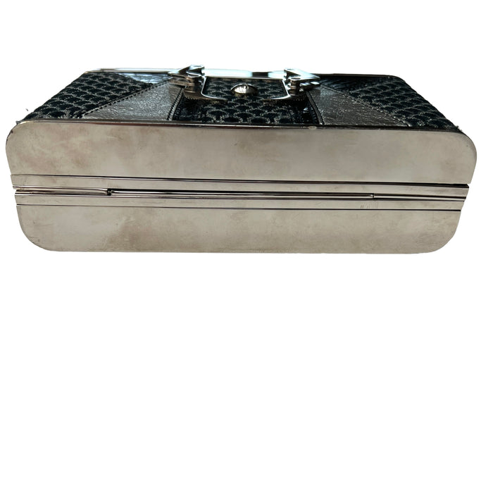 Silver and Fabric Clutch