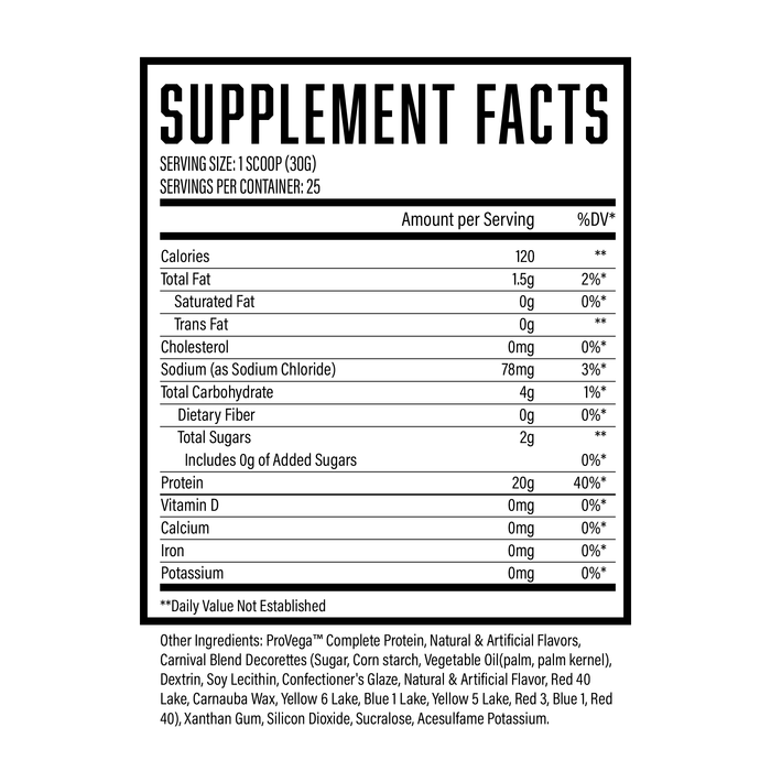 Supplement Facts Vegan Protein Birthday Cake