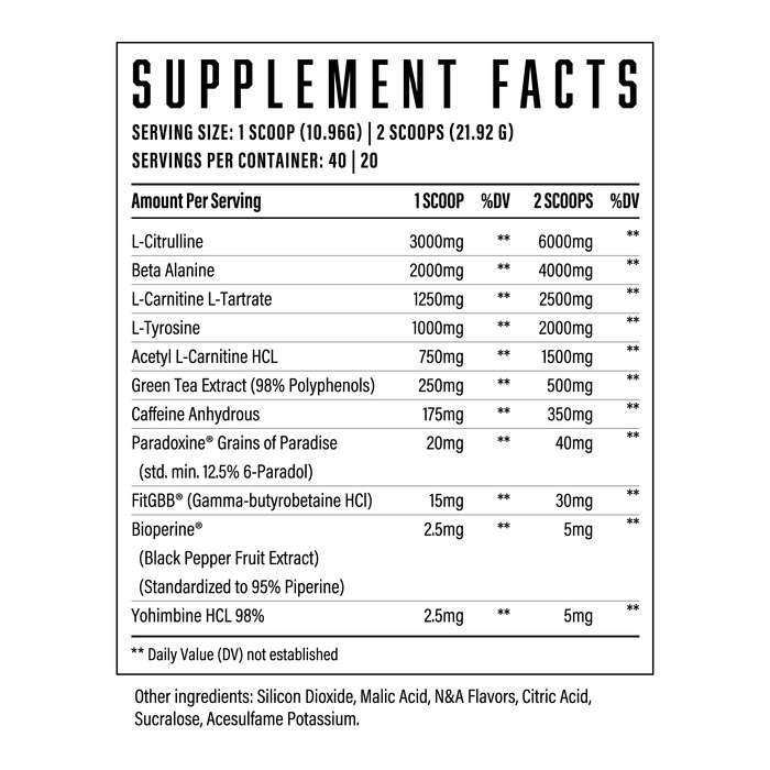 Wrecked Inferno Thermogenic Pre Workout Supplement Facts